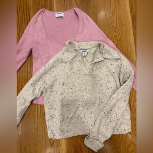 Old Navy Pink and William Rast Cream Sweater Set (Size L)
